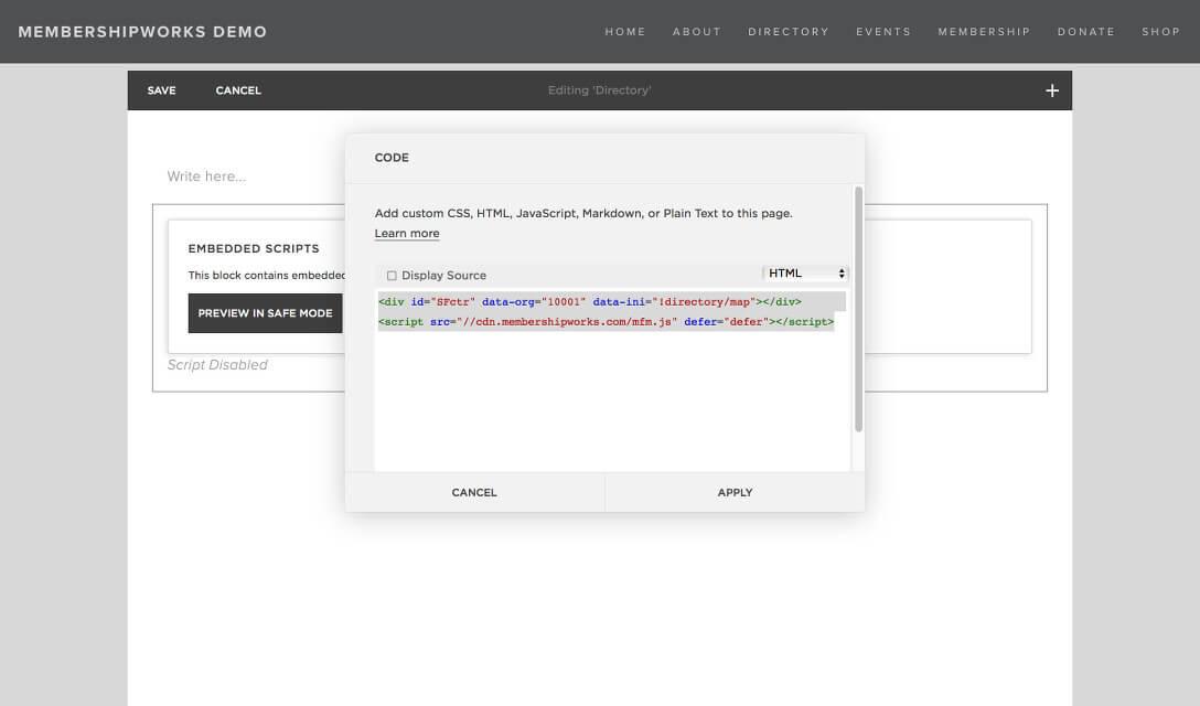 Squarespace Membership Snippet