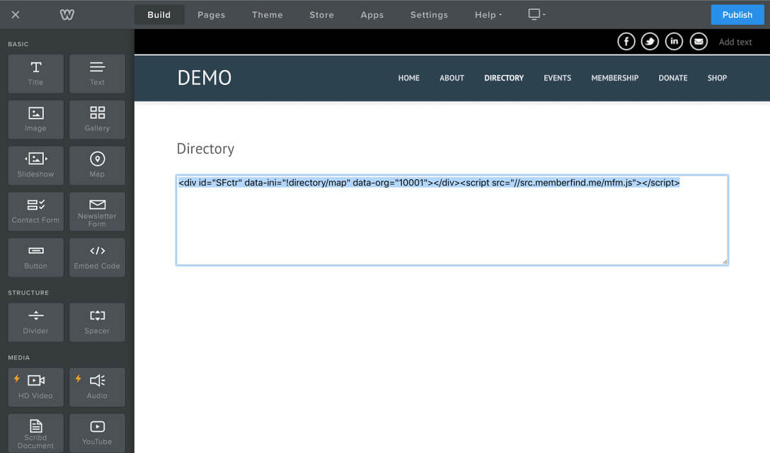 Weebly Membership Code Snippet